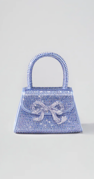 Self Portrait Blue Rhinestone Micro Bow Bag