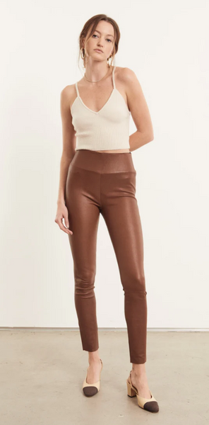 SPRWMN COCOA LEATHER ANKLE LEGGINGS