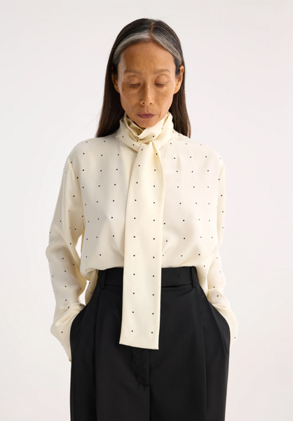 Róhe Dotted Silk Foulard Top