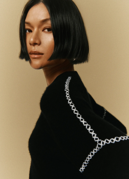 White & Warren Cashmere Blanket Stitch Crewneck