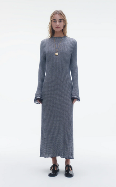 Guest in Residence Fine Stripe Mockneck Dress