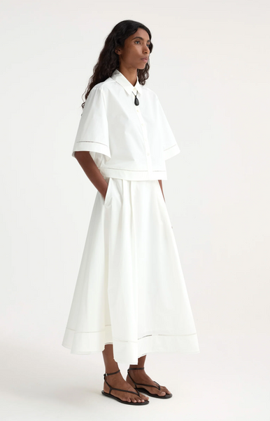 Róhe Ladder Embroidered Poplin Skirt