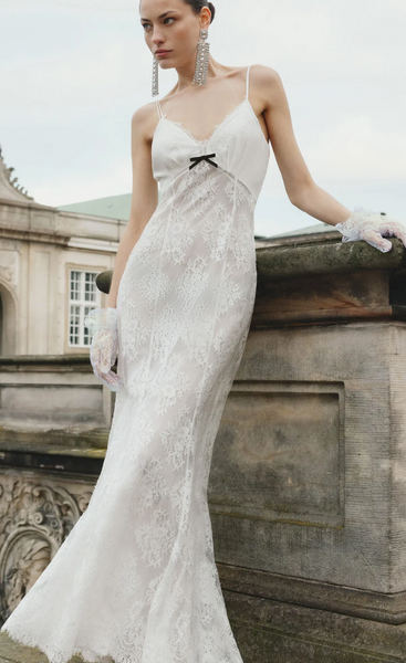 Self Portrait White Strappy Floral Lace Maxi Dress