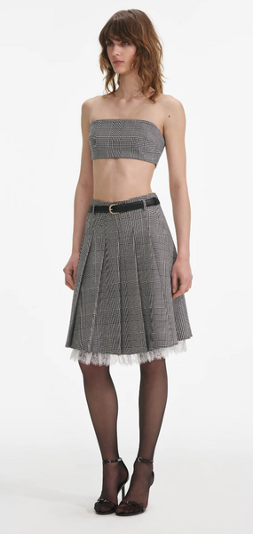 Self Portrait Prince Of Wales Check Pleated Midi Skirt