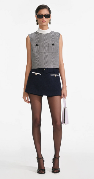 Self Portrait Navy Boucle Skort