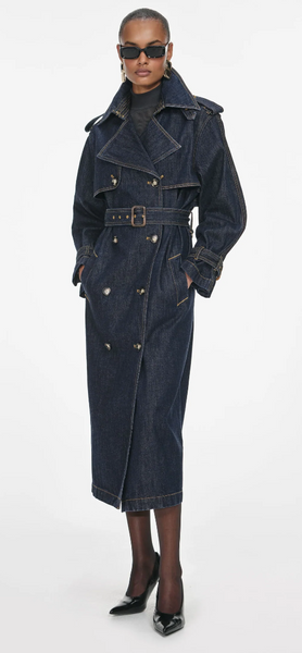 Self Portrait Indigo Denim Trench Coat