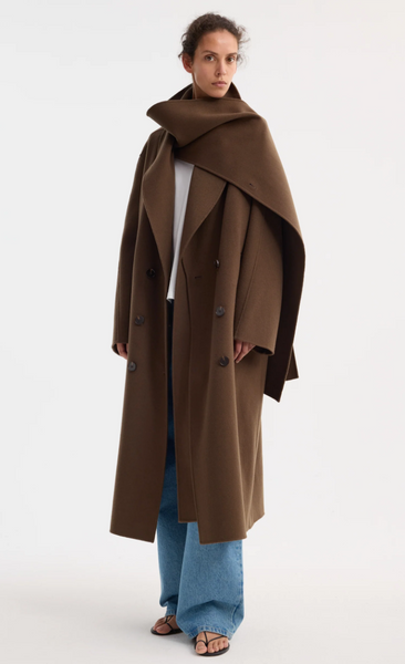 Róhe Signature Double-Faced Scarf Coat