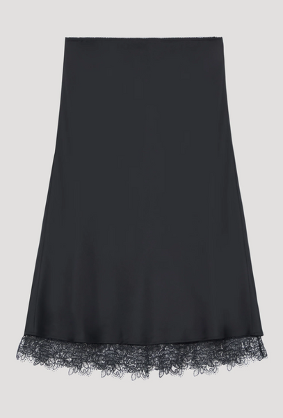 Róhe Lace-Trimmed Silk Skirt