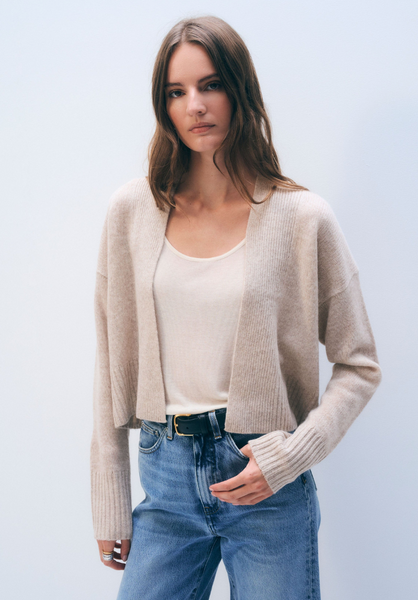 White & Warren Cashmere Open Front Cardigan