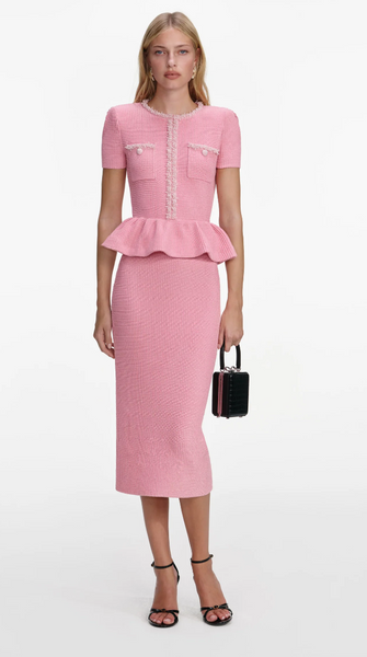 Self Portrait Peplum Knit Midi Dress