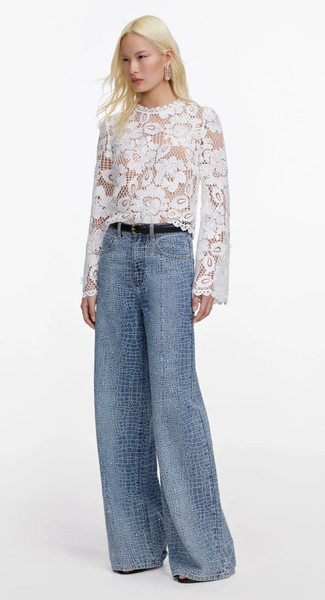 Self Portrait White Crochet Lace Top