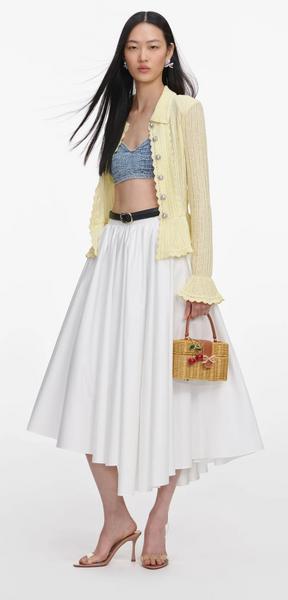 Self Portrait Yellow Pointelle Cardigan