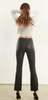 SPRWMN BLACK LEATHER ANKLE FLARE PANTS WITH PRINCESS SEAMS