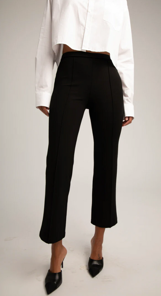 SPRWMN BLACK ANKLE FLARE PANTS WITH PINTUCKS