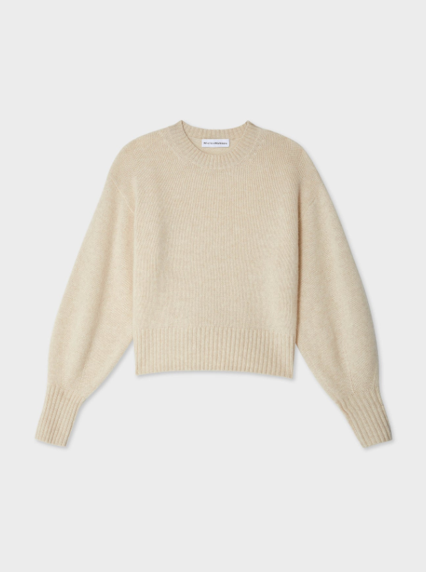 White & Warren Cashmere Blouson Sleeve Crewneck