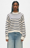 White & Warren Merino Cashmere Striped Crewneck