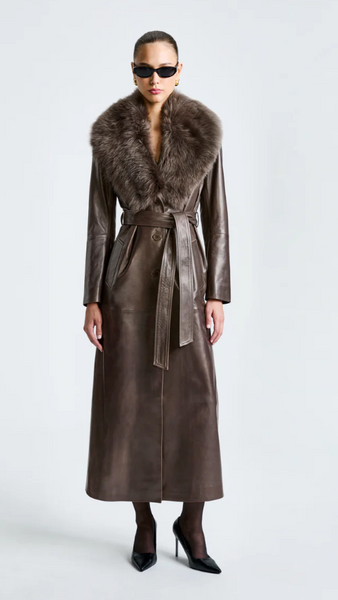 Nour Hammour Dakota Glamorous Leather Coat