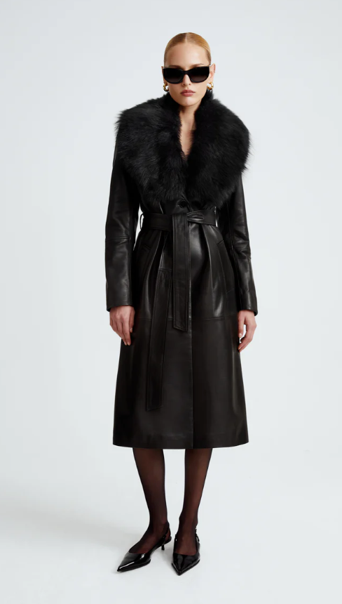 Nour Hammour Dakota Glamorous Leather Coat