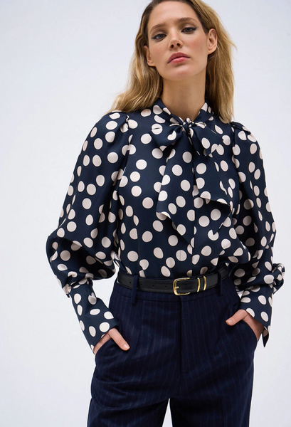 DMN Paris LAUREN NAVY POLKA DOT SHIRT