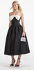 Self Portrait Black Taffeta Contrast Bow Midi Dress