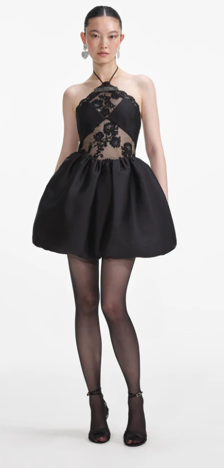 Self Portrait Taffeta Halterneck Mini Dress