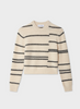 White & Warren Cashmere Broken Stripe Crewneck