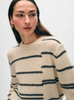 White & Warren Cashmere Broken Stripe Crewneck