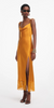 Self Portrait Burnt Orange Satin Midi Dress