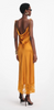 Self Portrait Burnt Orange Satin Midi Dress