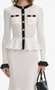 Self Portrait White Pointelle Knit Contrast Midi Dress