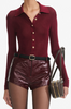 Self Portrait Burgundy Viscose Knit Bodysuit