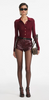 Self Portrait Burgundy Viscose Knit Bodysuit