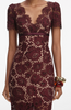 Self Portrait Burgundy Floral Lace Midi Dress