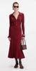 Self Portrait Burgundy Ribbed Knit Midi Dress