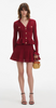 Self Portrait Burgundy Pointelle Knit Mini Dress