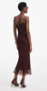 Self Portrait Brown Lace Insert Midi Dress