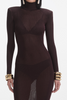 Self Portrait Brown Viscose Knit Maxi Dress