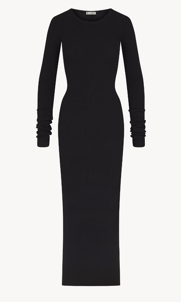 Éterne Long Sleeve Crewneck Maxi Dress