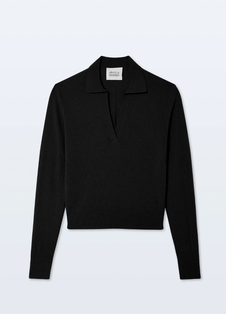 White & Warren Cashmere Long-Sleeved Polo