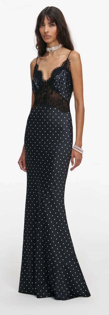Self Portrait Polka Dot Satin Dress