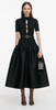Self Portrait Black Knit Taffeta Midi Dress