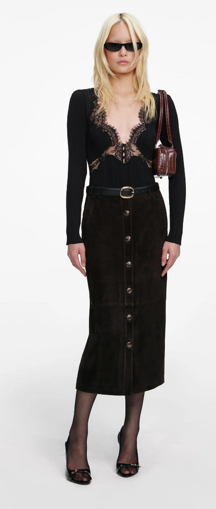 Self Portrait Black Lace Knit Top