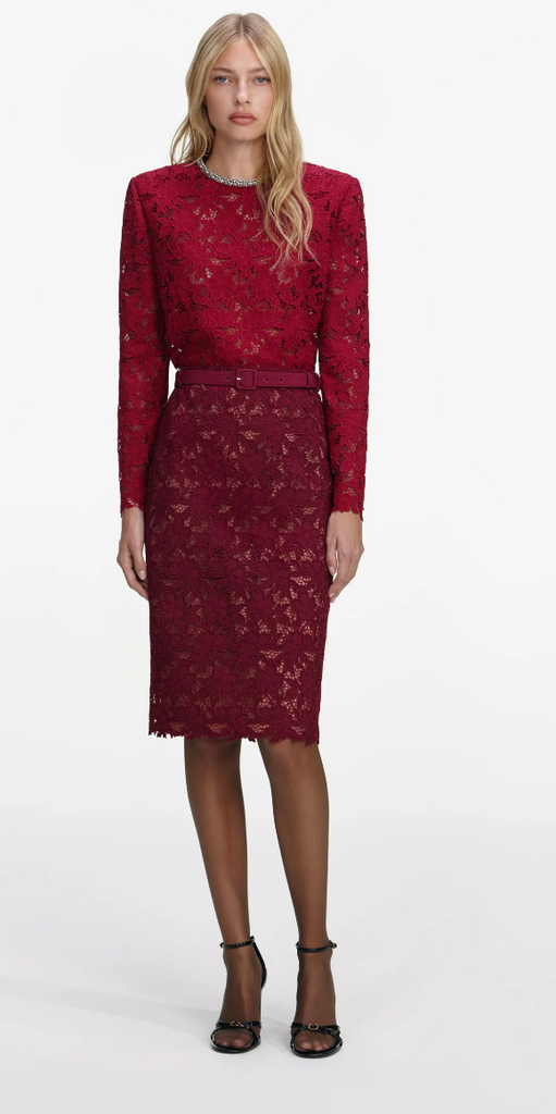 Self Portrait Guipure Lace Midi Skirt