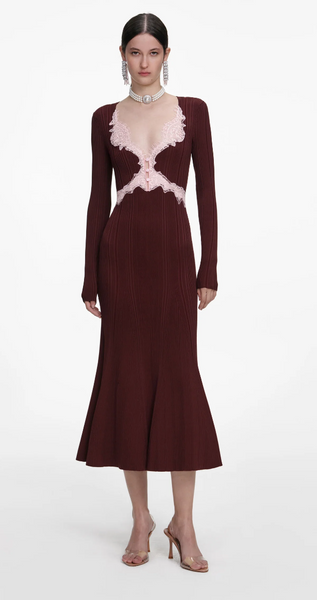 Self Portrait Lace Knit Midi Dress