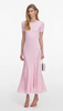 Self Portrait Pink Knit Lace Insert Midi Dress