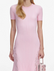 Self Portrait Pink Knit Lace Insert Midi Dress