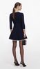 Self Portrait Navy Bow Knit Mini Dress