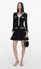 Self Portrait Black Lace Trim Knit Mini Dress