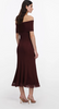 Self Portrait Burgundy Lace Insert Midi Dress