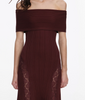 Self Portrait Burgundy Lace Insert Midi Dress